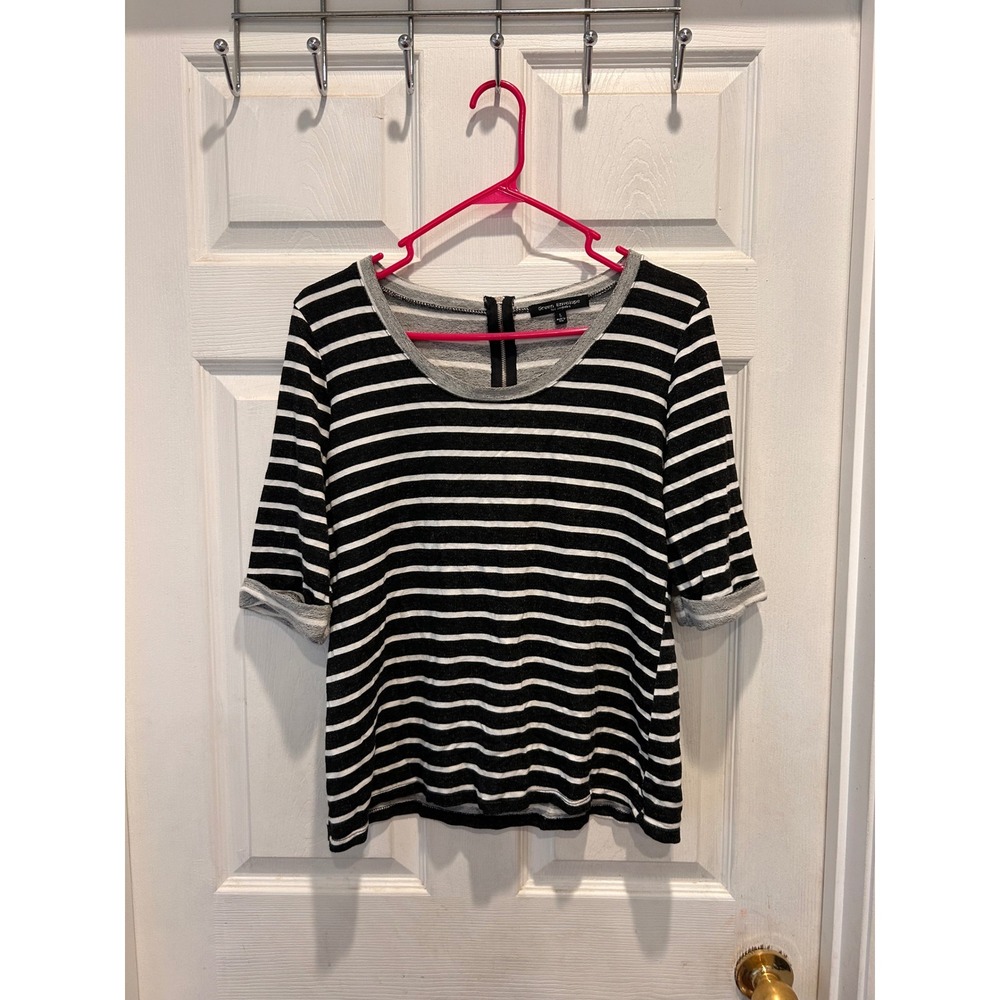 Green Envelope Los Angeles Striped Elbow Sleeve Top Blue White Size L USA Made